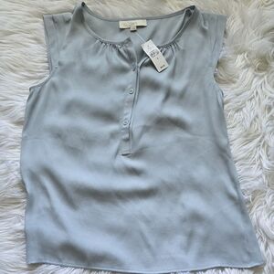 LOFT Women's Soft Blue Cap Sleeve Blouse